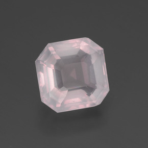 2,32 ctw natürlicher rosafarbener Rosenquarz, Smaragdschliff, Transparent