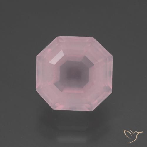 3.28ct Natürlicher Mittelrosa Rosenquarz, Smaragdschliff, Transparent