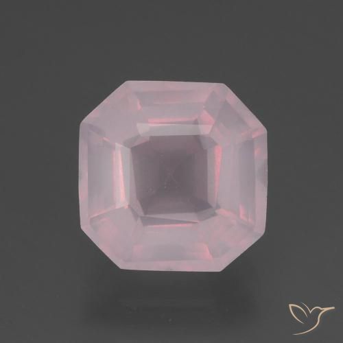 3.58ct Natürlicher rose-rosa Rosenquarz, Smaragdschliff, Transparent