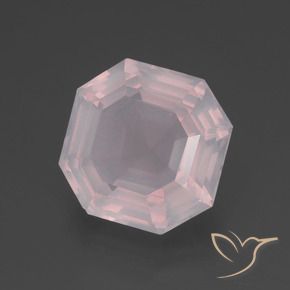 9,17 ctw natürlicher Helle Pfirsichrose Rosenquarz, Oktagonschliff, Transparent