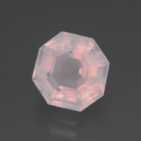 3,40 ctw natürlicher rosafarbener Rosenquarz, Smaragdschliff, Transparent