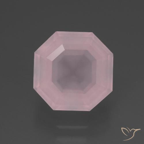 3.48ct Natürlicher hellrose-rosa Rosenquarz, Smaragdschliff, Transparent