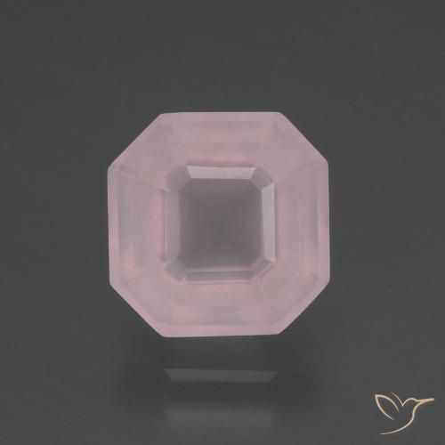 3.13ct Natürlicher hellrose-rosa Rosenquarz, Smaragdschliff, Transparent
