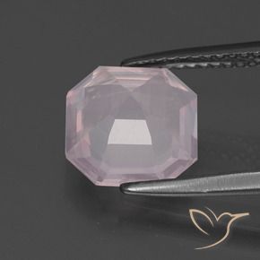 2,76 ctw natürlicher rosafarbener Rosenquarz, Smaragdschliff, Transparent
