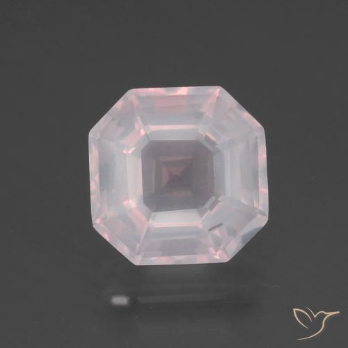 3.42ct Natürlicher Sehr helles Rosa Rosenquarz, Smaragdschliff, Transparent