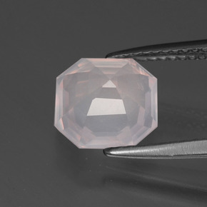 2,67 ctw natürlicher rosafarbener Rosenquarz, Smaragdschliff, Transparent