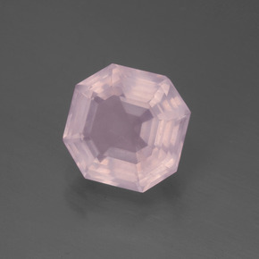 3,24 ctw natürlicher rosafarbener Rosenquarz, Smaragdschliff, Transparent