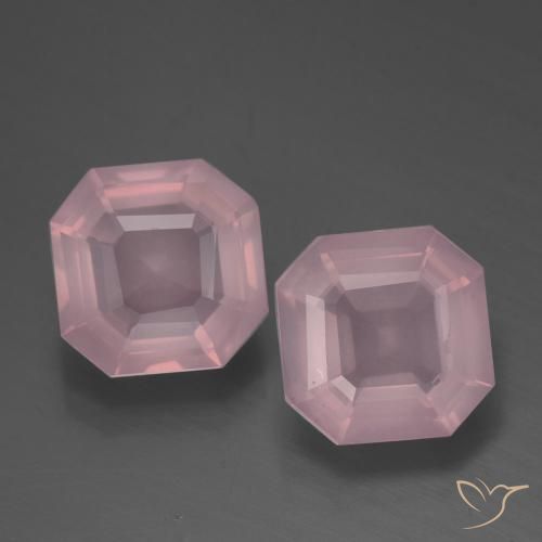 4.32ctw Natürlicher hellrosa Rosenquarz, Smaragdschliff, Transparent