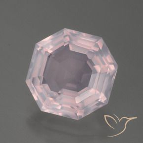 4,22 ctw natürlicher rosafarbener Rosenquarz, Smaragdschliff, Transparent