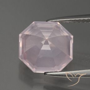 4,22 ctw natürlicher rosafarbener Rosenquarz, Smaragdschliff, Transparent