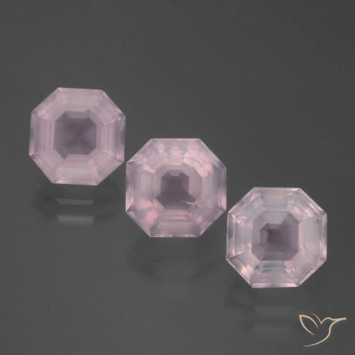 6.27ctw Natürlicher hellrose-rosa Rosenquarz, Smaragdschliff, Transparent