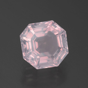 1,96 ctw natürlicher rosafarbener Rosenquarz, Smaragdschliff, Transparent