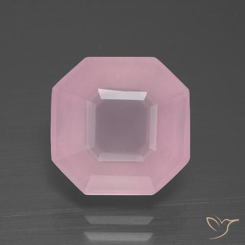 5.31ct Natürlicher Mittelrosa Rosenquarz, Smaragdschliff, Transparent