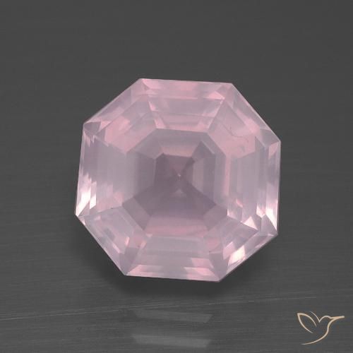 4.21ct Natürlicher rose-rosa Rosenquarz, Smaragdschliff, Transparent