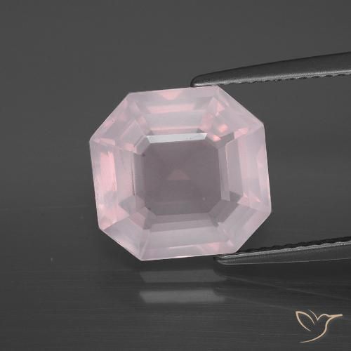 5.36ct Natürlicher Sehr helles Rosenrosa Rosenquarz, Smaragdschliff, Transparent