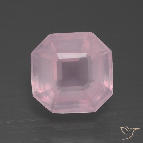 4.31ct Natürlicher Mittelrosa Rosenquarz, Smaragdschliff, Transparent