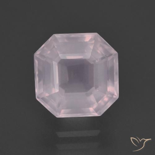 3.57ct Natürlicher Sehr helles Rosenrosa Rosenquarz, Smaragdschliff, Transparent