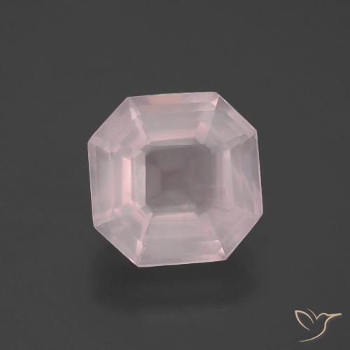 5.38ct Natürlicher hellrose-rosa Rosenquarz, Smaragdschliff, Transparent
