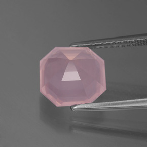 3,98 ctw natürlicher Mittelrosa Rosa Rosenquarz, Smaragdschliff, Transparent