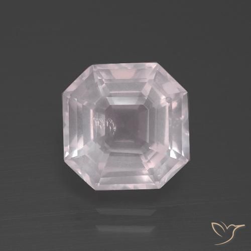 3.70ct Natürlicher Sehr helles Rosenrosa Rosenquarz, Smaragdschliff, Transparent