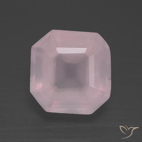 3.29ct Natürlicher hellrosa Rosenquarz, Smaragdschliff, Transparent