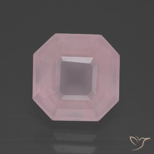 3.91ct Natürlicher hellrose-rosa Rosenquarz, Smaragdschliff, Transparent