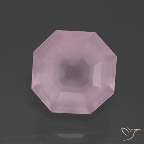 3.71ct Natürlicher hellrosa Rosenquarz, Smaragdschliff, Transparent