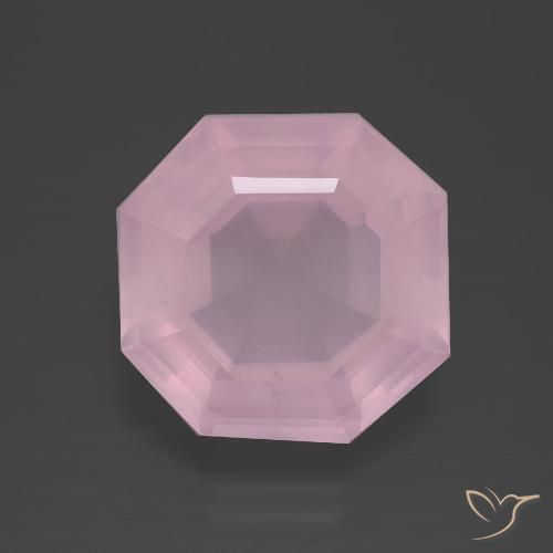7.57ct Natürlicher hellrosa Rosenquarz, Smaragdschliff, Transparent
