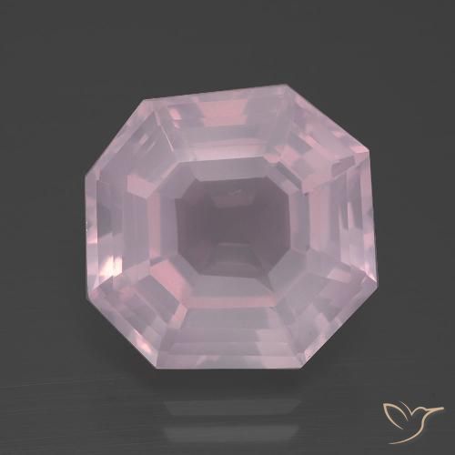 10.19ct Natürlicher Kaugummi Rosa Rosenquarz, Smaragdschliff, Transparent