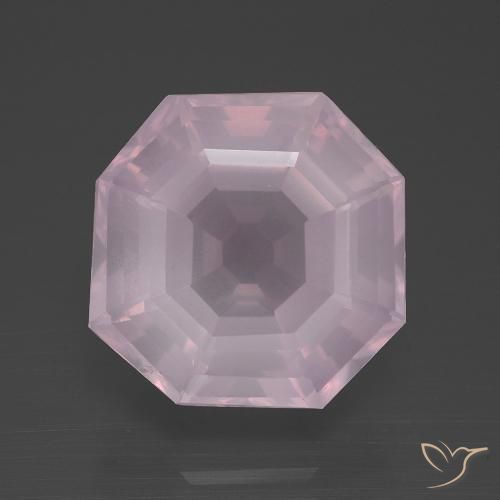 10.56ct Natürlicher Kaugummi Rosa Rosenquarz, Smaragdschliff, Transparent