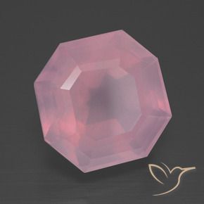 9,17 ctw natürlicher Mittelrosa Rosa Rosenquarz, Oktagonschliff, Transparent