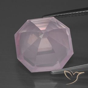 9,17 ctw natürlicher Kaugummi Rosa Rosenquarz, Oktagonschliff, Transparent