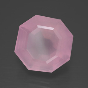 12,44 ctw natürlicher rosafarbener Rosenquarz, Smaragdschliff, Transparent