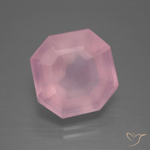 9,17 ctw natürlicher Mittelrosa Rosa Rosenquarz, Oktagonschliff, Transparent