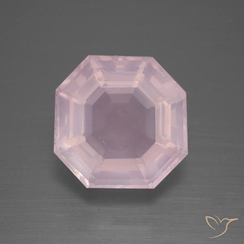 8.93ct Natürlicher hellrosa Rosenquarz, Smaragdschliff, Transparent