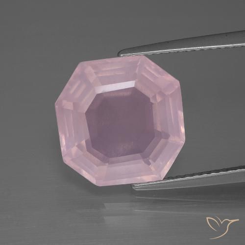 7.71ct Natürlicher hellrosa Rosenquarz, Smaragdschliff, Transparent