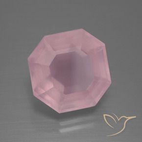 9,17 ctw natürlicher Mittelrosa Rosa Rosenquarz, Oktagonschliff, Transparent