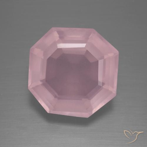 10.65ct Natürlicher Mittelrosa Rosenquarz, Smaragdschliff, Transparent