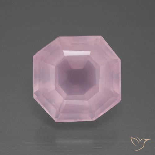 11.85ct Natürlicher hellrosa Rosenquarz, Smaragdschliff, Transparent