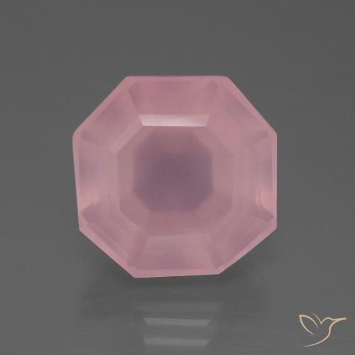 12.80ct Natürlicher Mittelrosa Rosenquarz, Smaragdschliff, Transparent