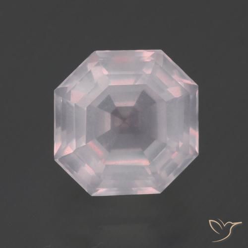 2.86ct Natürlicher hellrosa Rosenquarz, Smaragdschliff, Transparent