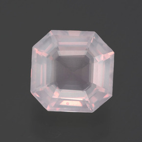 2,31 ctw natürlicher rosafarbener Rosenquarz, Smaragdschliff, Transparent