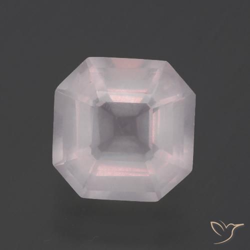 2.99ct Natürlicher Sehr helles Rosa Rosenquarz, Smaragdschliff, Transparent