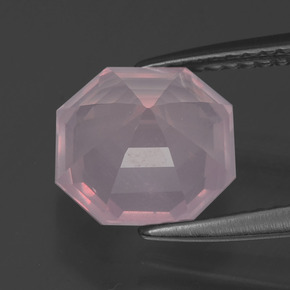 2,60 ctw natürlicher rosafarbener Rosenquarz, Smaragdschliff, Transparent