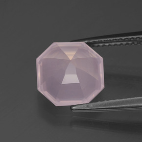 3,46 ctw natürlicher rosafarbener Rosenquarz, Smaragdschliff, Transparent