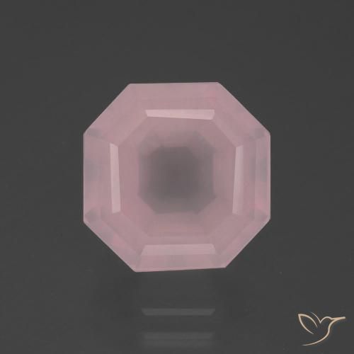 6.04ct Natürlicher Mittelrosa Rosenquarz, Smaragdschliff, Transparent