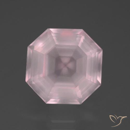 6.19ct Natürlicher hellrose-rosa Rosenquarz, Smaragdschliff, Transparent