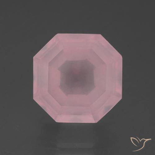 6.17ct Natürlicher Mittelrosa Rosenquarz, Smaragdschliff, Transparent
