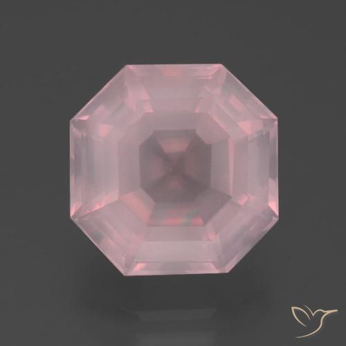 6.25ct Natürlicher Mittelrosa Rosenquarz, Smaragdschliff, Transparent