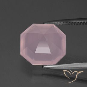 6,75 ctw natürlicher rosafarbener Rosenquarz, Smaragdschliff, Transparent